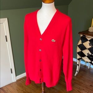 Lacoste vintage 70’s women’s Red Cardigan Sweater